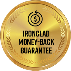 Gold seal for ironclad money-back guarantee on Manboa male enhancement purchases.
